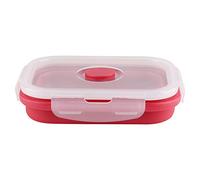 Gsycle Collapsible Food Containers, 350ml Space Saving Leak Proof Silicone Lunch Box Fresh Fold Food Storage Containers with Airtight Plastic Lids for Kitchen(Red)