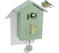 Gsycle Cuckoo Clock Wall Clock, Nordic Style Modern Mini Bird Sounds Hanging Watch Decoration Pendulum Clock Wall Cuckoo Clock with Working Bird for Art, Home, Living Room, Office Decoration (Green)
