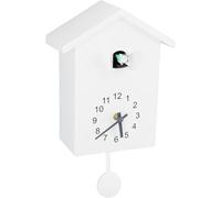 Gsycle Cuckoo Clock with Chimer, Nordic Style Cuckoo Sound Clock with Pendulum Delicate Cuckoo Clock Bird House Cuckoo Wall Hanging Clock for Art, Home, Living Room, Office Decoration (White)