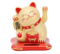 Gsycle Gold Waving Lucky Fortune Cat Maneki, Neko Waving Cat Good Luck Bringer White Japanese Lucky Cat with Waving Arm Solar Powered Fortune Cat Good Luck Wealth Welcoming Cat(Gold)