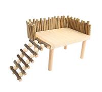 Gsycle Hamster Platform with Ladder, Hamster Climbing Platform Wooden Chewing Toy Small Pet Activity Playground with Fence for Sugar Glider Golden Bear (Universal)