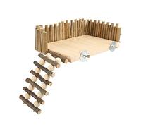 Gsycle Hamster Platform with Ladder, Hamster Climbing Platform Wooden Chewing Toy Small Pet Activity Playground with Fence for Sugar Glider Golden Bear (Screw Style)