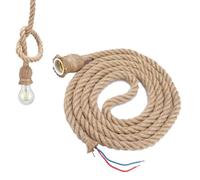 Gsycle Hemp Rope Pendant Light Cord, 300cm E27 Vintage Hanging Light Cord Hanging Ceiling Light DIY Kit Twisted Hemp Rope Pendant Lights Socket Set for Pendant Lamp Farmhouse DIY