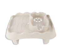 Gsycle Hot Tub Drinks Holder and Snack Tray, Adjustable Foldable Bathtub Side Table Nonslip Caddy Holds 2 Drinks Hot Tub Accessories with Drain Holes for Intex PureSpa Swimming Pool Bathtub(Beige)