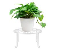 Gsycle Iron Plant Pot Stand, 30cm/22cm Single Layer Floor Standing Flower Stand Floor Plant Stand Plant Riser Plant Holder Plant Rack for Indoor and Outdoor (Large White)