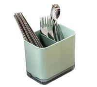 Gsycle Kitchen Utensil Holder, Plastic Cutlery Drainer for Sink Cutlery Storage Caddy Chopsticks Spoon Fork Holder Drain Rack Basket Organizer Compartment Box for Home Use