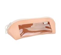 Gsycle Leather Pencil Case, Cute Visible Large Capacity Aesthetic Big Pencil Pouch Small Makeup Bag for Purse Leather Pen Pouch for School Office Woman Man (Pink)