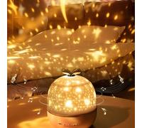 Gsycle LED Moon and Star Projector Night Light, 360° Rotation Cute Bow Design Night Light Projector Rechargeable Toddler Lamp Soft Light Nursery Decor for Bedroom Nurseries