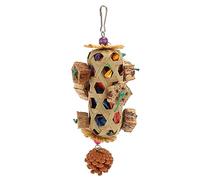 Gsycle Parrot Foraging Chew Toys, Woven Bamboo Basket Bird Parrot Chewing Toy with Pinecone Hanging Toys for Bird Cage