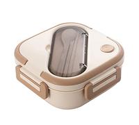 Gsycle Plastic Lunch Box, Compartments Leakproof Snack Containers Insulated Food Jar for Snacks Fruits Yogurt Noodles Soup and Other Various Foods (Khaki)