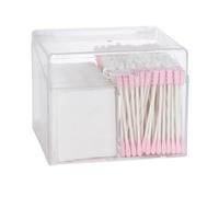 Gsycle Square Qtip Holder Dispenser, Clear 2 Compartments Cotton Ball Holder Cottons Pad Organizer Acrylic Swab Holder Cotton Pad Dispenser for Bathroom and Bedroom