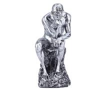 Gsycle Thinker Statue, the Thinker Sculpture Modern Decor Thinker Statue Decor Modern Office Decor Thinking Man Statue(Silver)