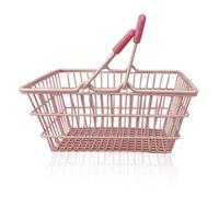 Gsycle Wire Baskets for Organizing, Mini Pink Grocery Shopping Metal Flower Wedding Baskets Storage Organizer Bin with Handle for Kitchen Pantry, Cabinets, Closet & Garage Shelves