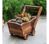 Gsycle Wood Wheelbarrow Planter, Outdoor Garden Planters Wheel Barrow Planters for Flowers Decorative Raised Flower Pot Garden Supplies Ornamental for Home Garden Decor, 23.5 X 16 X 16cm
