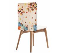 Gsypo 4pcs Fall Chair Back Covers, Thanksgiving Dining Blue Orange White Pumpkin Autumn Covering, Removable Washable Country Maple Leaves Fall Chair Covers for Home Kitchen Farmhouse Decorations