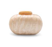 GSYPS Acrylic Evening Clutch Bag for Women Shell Shape Shoulder Crossbody Bag Glitter Marble Purse Handbag, Champagne