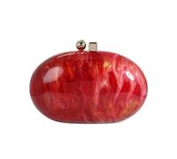GSYPS Acrylic Evening Clutch Bag for Women Shell Shape Shoulder Crossbody Bag Glitter Marble Purse Handbag, Red 1, GSEB001