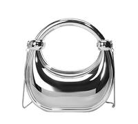 GSYPS Acrylic Evening Clutch Purse Top-handle Moon Hobo Bag, Elegant Marble Handbag for Wedding Cocktail Party, D-silver