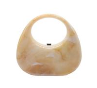 GSYPS Acrylic Evening Clutch Purse Top-handle Moon Hobo Bag, Elegant Marble Handbag for Wedding Cocktail Party, A-ivory