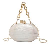 GSYPS Women Acrylic Clutch Purse Marble Evening Bag Glitter Acrylic Shoulder Handbag Wedding Party Prom Trendy Purse, Pearl White
