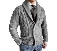 Gsywaipei Men's Autumn Knitted Jacket Casual Long Sleeve Buttons Men Knit Coat Slim Fit Lightweight Knits Cardigan Jackets, Grey, XXL