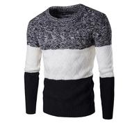 Gsywaipei Men's Patch Knitted Pullover Long Sleeve Crewneck Male Knits Sweaters Loose Fit Casual Knit Sweater, Black, Medium