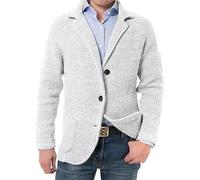 Gsywaipei Men's Suit Casual Knitted Jacket Button Lightweight Men Knit Coat Slim Fit Knits Blazer Suit Jackets, White, L