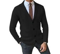 Gsywaipei Men's Suit Casual Knitted Jacket Button Lightweight Men Knit Coat Slim Fit Knits Blazer Suit Jackets, Black1, L