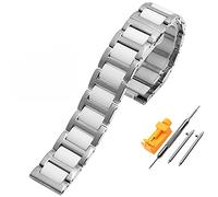 GSZCCZS 12Mm 14Mm 16Mm 18Mm 20Mm 22Mm Stainless Steel Ceramic Watch Strap Men Women Butterfly Buckle Band Steel Watch Band /18Mm/Silver Black