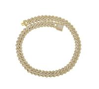 GSZCCZS 14K Gold Over 925 Silver 13mm Moissanite Necklace, Box Clasp Densely Set Men's Cuban Neck Chain, Elegant Gift for Dads, Husbands, or Brothers,Dad Gift