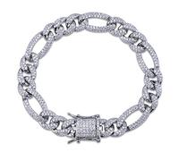 GSZCCZS 14K Gold Over 925 Silver Hip-Hop Reggaeton Style Bracelet, Men's Densely Set Moissanite, Bold Statement for Style-Conscious Men on Any Occasion,Gifts for Dad