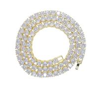 GSZCCZS 14K Gold Over S925 Necklace with Single-Row Hip-Hop Moissanite Tennis Chain - Simplicity Meets Elegance. The Beautiful Gift for Those Who Appreciate Classic Charm,Father's Day Gifts for Dad
