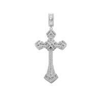 GSZCCZS 14K Gold Over S925 Vintage Cross Pendant with Sparkling Pavé Moissanite - Distinctive Hip-Hop Men's Necklace, The beautiful Gift for Birthdays & Special Occasions,Father's Day Gift