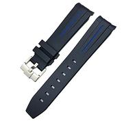 GSZCCZS 18mm 19mm 20mm 21mm 22mm Rubber Watchband for Omega Sxwatch Seamaster Speedmaster Planet Ocean Tissot Curved End Rubber Strap (Color : Black Black, Size : 19mm)