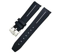 GSZCCZS 18mm 19mm 20mm 21mm 22mm Rubber Watchband for Omega Sxwatch Seamaster Speedmaster Planet Ocean Tissot Curved End Rubber Strap (Color : Black Black, Size : 19mm)