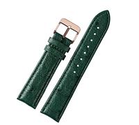 GSZCCZS 18mm 20mm 22mm Bamboo Pattern Soft Cowhide Strap Men Butterfly Buckle Ostrich Leather Green Watchband Bracelet (Color : D RG Folding, Size : 22mm)