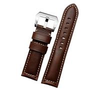 GSZCCZS 20mm 22mm 24mm 26mm Genuine Leather Retro Man Watch Band for Panerai PAM111 441 Cowhide Watchband Wrist Strap (Color : Retro Black Silver, Size : 24mm)