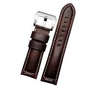 GSZCCZS 20mm 22mm 24mm 26mm Genuine Leather Retro Man Watch Band for Panerai PAM111 441 Cowhide Watchband Wrist Strap (Color : Retro Black Silver, Size : 24mm)