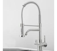 GSZCCZS 3 Way Kitchen Faucet Swivel Brass Single Hole Multifunction 3 Way Kitchen Faucets Water Purifier Faucet Black (Color : Brushed)