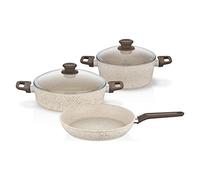 GSZCCZS 5 Pcs/Set Cookware Set Kitchenware Saucepan Cooking Pot and Pan Set Non-St?ck Granite Stainless Steel Kitchen 24/28/28 Cm