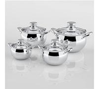 GSZCCZS 8 Piece Cookware Set Stainless Steel Cookware Set Household Covered Ear Thickened Pot Bottom Pot Pan Set