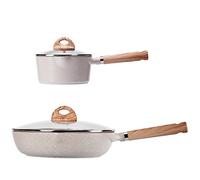 GSZCCZS Aluminum Alloy Non-stick Cookware Set 2-piece Set With Lid Combination Fryer Casserole Frying Pan Kitchen Cooking Pot