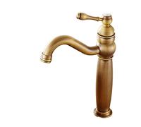 GSZCCZS Basin Faucets Gold/Antique Bronze Solid Brass Bathroom Sink Faucet with Ceramic Single Handle Hole Wash Basin Mixer Tap WC Taps(Gold Short)