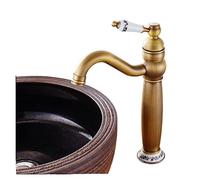 GSZCCZS Basin Faucets Gold/Antique Bronze Solid Brass Bathroom Sink Faucet with Ceramic Single Handle Hole Wash Basin Mixer Tap WC Taps(Gold Short)
