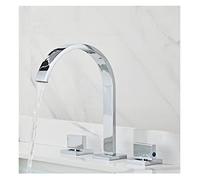 GSZCCZS Bathroom Basin Faucet 8 inch Widespread Lavatory Mixer Tap Brass Three Hole Sink tap Brush Gold Black Sink Faucet(Color:Brush Gold)