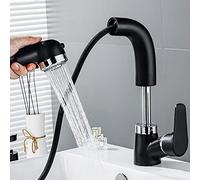 GSZCCZS Bathroom Faucet with Pull Out Spray Brass Hot and Cold Water Dual Mode Nozzle Multifunction Basin Faucets-White(Nero)
