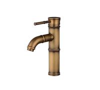 GSZCCZS Bathroom Sink Faucet, Antique Bathroom Faucet Brass Basin Faucets European Retro Style Vessel Tall Bamboo Sink Tap Hot and Cold Water Mixer Tap Crane (Color : A3 Tall)