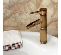 GSZCCZS Bathroom Sink Faucet, Antique Bathroom Faucet Brass Basin Faucets European Retro Style Vessel Tall Bamboo Sink Tap Hot and Cold Water Mixer Tap Crane (Color : A3 Tall)