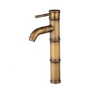 GSZCCZS Bathroom Sink Faucet, Antique Bathroom Faucet Brass Basin Faucets European Retro Style Vessel Tall Bamboo Sink Tap Hot and Cold Water Mixer Tap Crane (Color : A3 Tall)