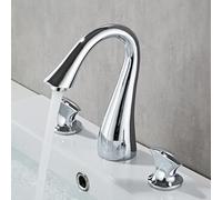 GSZCCZS Bathroom Sink Faucet, Bathroom Faucet Brass Widespread Tap Rotation Sink Wash Basin Taps Three Holes Lavotory Faucets (Color : Nickel)